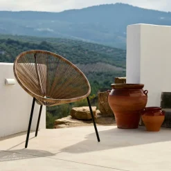 ACAPULCO Chaise Lounge Noir, Naturel