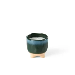 CERAMIC Bougie Dans Un Pot Bleu