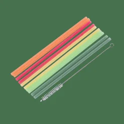 ECO PARTY Pailles Avec Brosse Réutilisables Mélange De 5 Couleurs