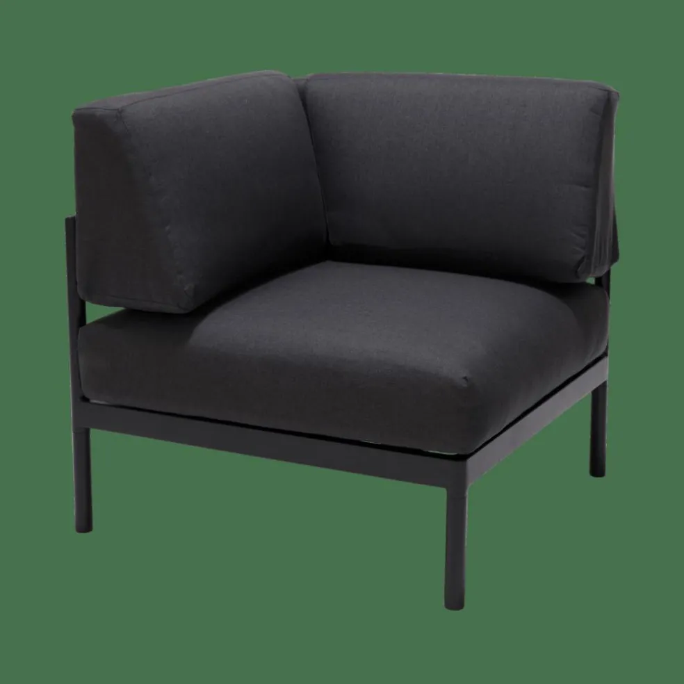 HANNA Lounge Teck Fauteuil Coin Noir