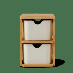 KONDO Organisateur 2 Tiroirs Blanc, Naturel