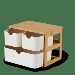 KONDO Organisateur 3 Tiroirs Blanc, Naturel