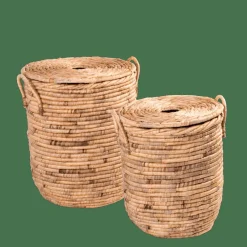 MILEY Panier à Linge Avec Couvercle Et Poignées Naturel