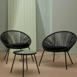 PAPAYO & ACAPULCO Salon De Jardin Noir