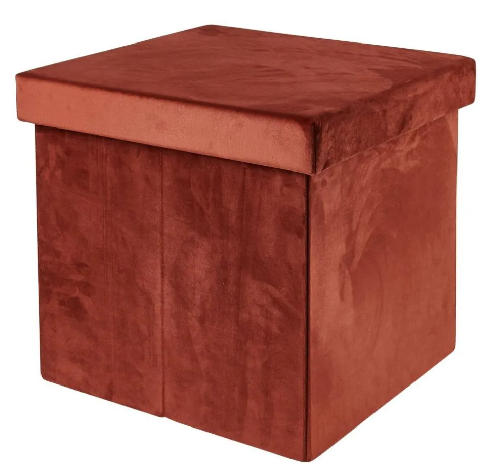 STOR Pouf Pliable Avec Rangement Bordeaux