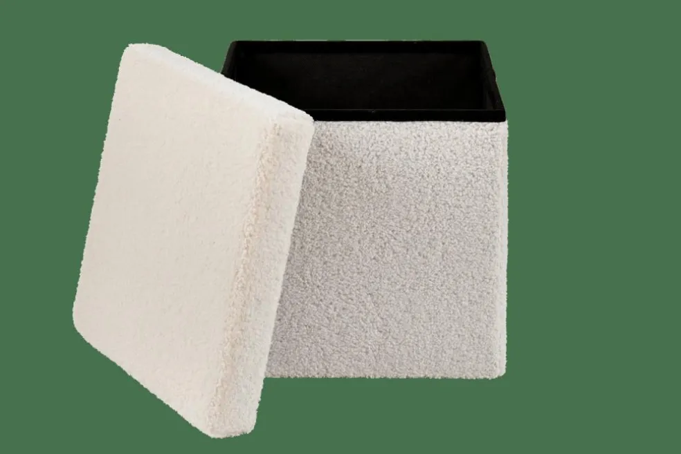 STOR Pouf Pliable Avec Rangement Blanc